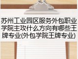 苏州工业园区服务外包职业学院主攻什么方向有哪些王牌专业(外包学院王牌专业)