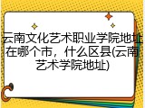 云南文化艺术职业学院地址在哪个市，什么区县(云南艺术学院地址)