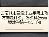 云南城市建设职业学院主攻方向是什么，怎么样(云南城建学院主攻方向)