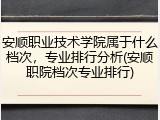 安顺职业技术学院属于什么档次，专业排行分析(安顺职院档次专业排行)