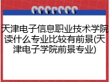 天津电子信息职业技术学院读什么专业比较有前景(天津电子学院前景专业)