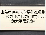 山东中医药大学是什么级别，公办还是民办(山东中医药大学是公办)