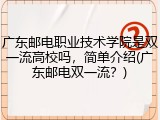 广东邮电职业技术学院是双一流高校吗，简单介绍(广东邮电双一流？)