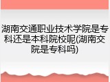 湖南交通职业技术学院是专科还是本科院校呢(湖南交院是专科吗)