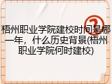 梧州职业学院建校时间是哪一年，什么历史背景(梧州职业学院何时建校)