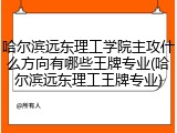 哈尔滨远东理工学院主攻什么方向有哪些王牌专业(哈尔滨远东理工王牌专业)