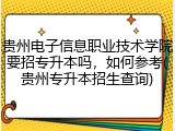 贵州电子信息职业技术学院要招专升本吗，如何参考(贵州专升本招生查询)