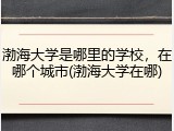 渤海大学是哪里的学校，在哪个城市(渤海大学在哪)