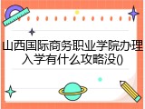 山西国际商务职业学院办理入学有什么攻略没