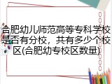 合肥幼儿师范高等专科学校是否有分校，共有多少个校区(合肥幼专校区数量)