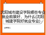 沈阳城市建设学院哪些专业就业前景好，为什么(沈阳城建学院好就业专业)
