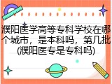 濮阳医学高等专科学校在哪个城市，是本科吗，第几批(濮阳医专是专科吗)