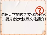 沈阳大学的校园文化是什么，简介(沈大校园文化简介)