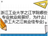 浙江工业大学之江学院哪些专业就业前景好，为什么(浙工大之江就业佳专业)