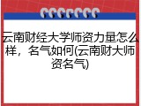 云南财经大学师资力量怎么样，名气如何(云南财大师资名气)