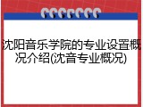 沈阳音乐学院的专业设置概况介绍(沈音专业概况)