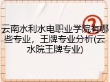 云南水利水电职业学院有哪些专业，王牌专业分析(云水院王牌专业)