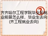 齐齐哈尔工程学院毕业后就业前景怎么样，毕业生去向(齐工程就业去向)