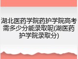 湖北医药学院药护学院高考需多少分能录取呢(湖医药护学院录取分)