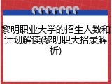 黎明职业大学的招生人数和计划解读(黎明职大招录解析)