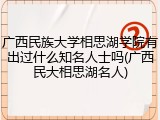 广西民族大学相思湖学院有出过什么知名人士吗(广西民大相思湖名人)