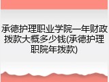 承德护理职业学院一年财政拨款大概多少钱(承德护理职院年拨款)