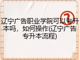 辽宁广告职业学院可以专升本吗，如何操作(辽宁广告专升本流程)