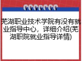 芜湖职业技术学院有没有就业指导中心，详细介绍(芜湖职院就业指导详情)