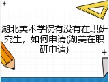 湖北美术学院有没有在职研究生，如何申请(湖美在职研申请)