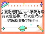 宁夏财经职业技术学院有没有就业指导，好就业吗(宁财院就业指导好吗)