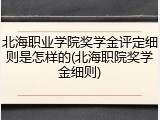 北海职业学院奖学金评定细则是怎样的(北海职院奖学金细则)