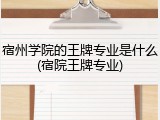 宿州学院的王牌专业是什么(宿院王牌专业)