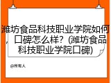 潍坊食品科技职业学院如何，口碑怎么样？(潍坊食品科技职业学院口碑)