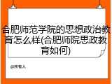 合肥师范学院的思想政治教育怎么样(合肥师院思政教育如何)