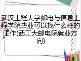 武汉工程大学邮电与信息工程学院毕业可以找什么样的工作(武工大邮电院就业方向)
