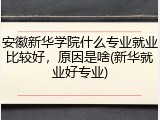 安徽新华学院什么专业就业比较好，原因是啥(新华就业好专业)