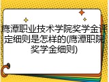鹰潭职业技术学院奖学金评定细则是怎样的(鹰潭职院奖学金细则)