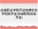 武威职业学院开设有哪些奖学和助学金(武威职院奖助学金)