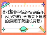 潇湘职业学院的校史简介，什么历史与社会背景下建校的(潇湘职院建校背景)