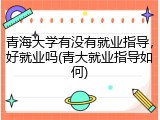 青海大学有没有就业指导，好就业吗(青大就业指导如何)