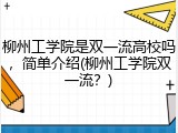 柳州工学院是双一流高校吗，简单介绍(柳州工学院双一流？)