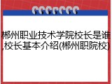 郴州职业技术学院校长是谁,校长基本介绍(郴州职院校)