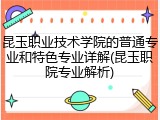 昆玉职业技术学院的普通专业和特色专业详解(昆玉职院专业解析)