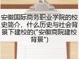 安徽国际商务职业学院的校史简介，什么历史与社会背景下建校的("安徽商院建校背景")