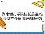 湖南城市学院校长是谁,校长基本介绍(湖南城院校)