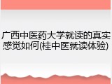 广西中医药大学就读的真实感觉如何(桂中医就读体验)