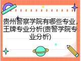 贵州警察学院有哪些专业，王牌专业分析(贵警学院专业分析)
