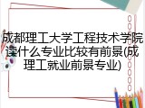 成都理工大学工程技术学院读什么专业比较有前景(成理工就业前景专业)
