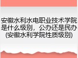 安徽水利水电职业技术学院是什么级别，公办还是民办(安徽水利学院性质级别)