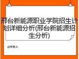 邢台新能源职业学院招生计划详细分析(邢台新能源招生分析)